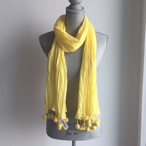 Old Navy yellow pompom scarf